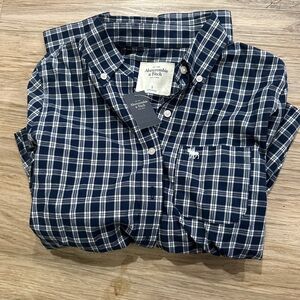 Abercrombie & Fitch Blue and White Plaid Casual Shirt